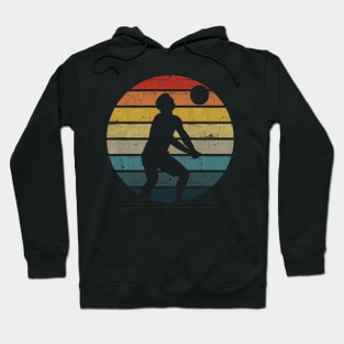 Beach volleyball Silhouette On A Distressed Retro Sunset product Hoodie